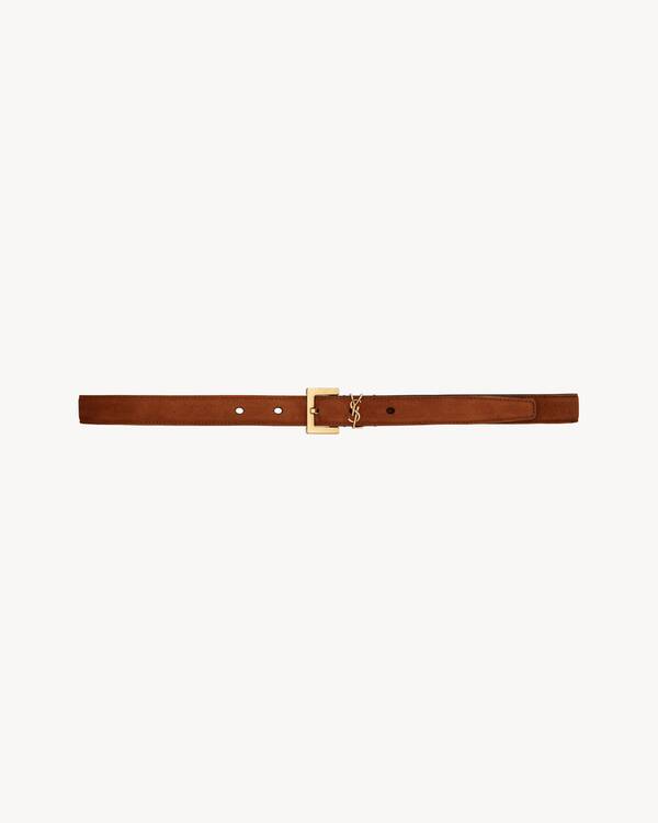 CASSANDRE THIN BELT WITH SQUARE BUCKLE IN SUEDE