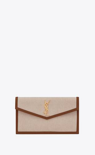 Saint Laurent Uptown Envelope Leather Clutch Bag