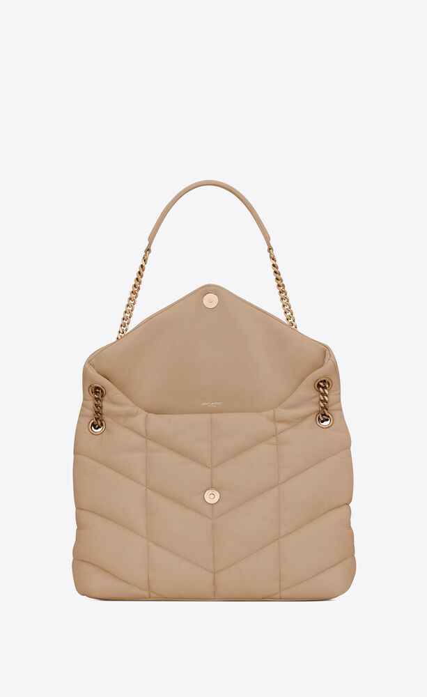 Brown Jamie medium YSL-logo puffer leather shoulder bag, Saint Laurent