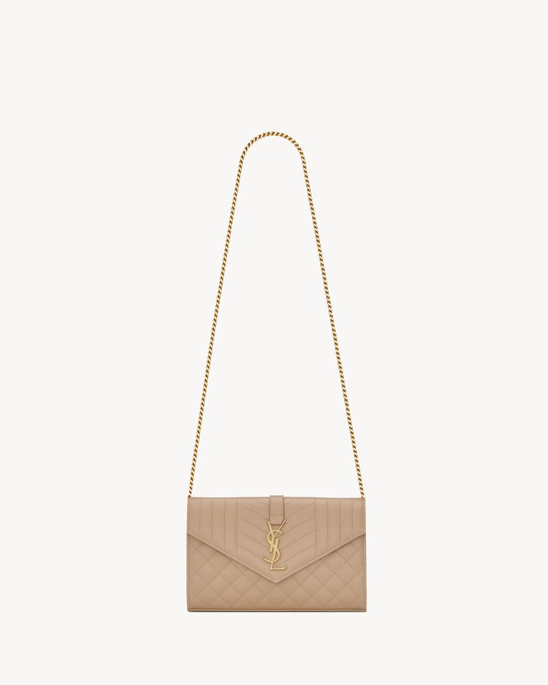 Ysl envelope chain wallet in grain de poudre Clearance