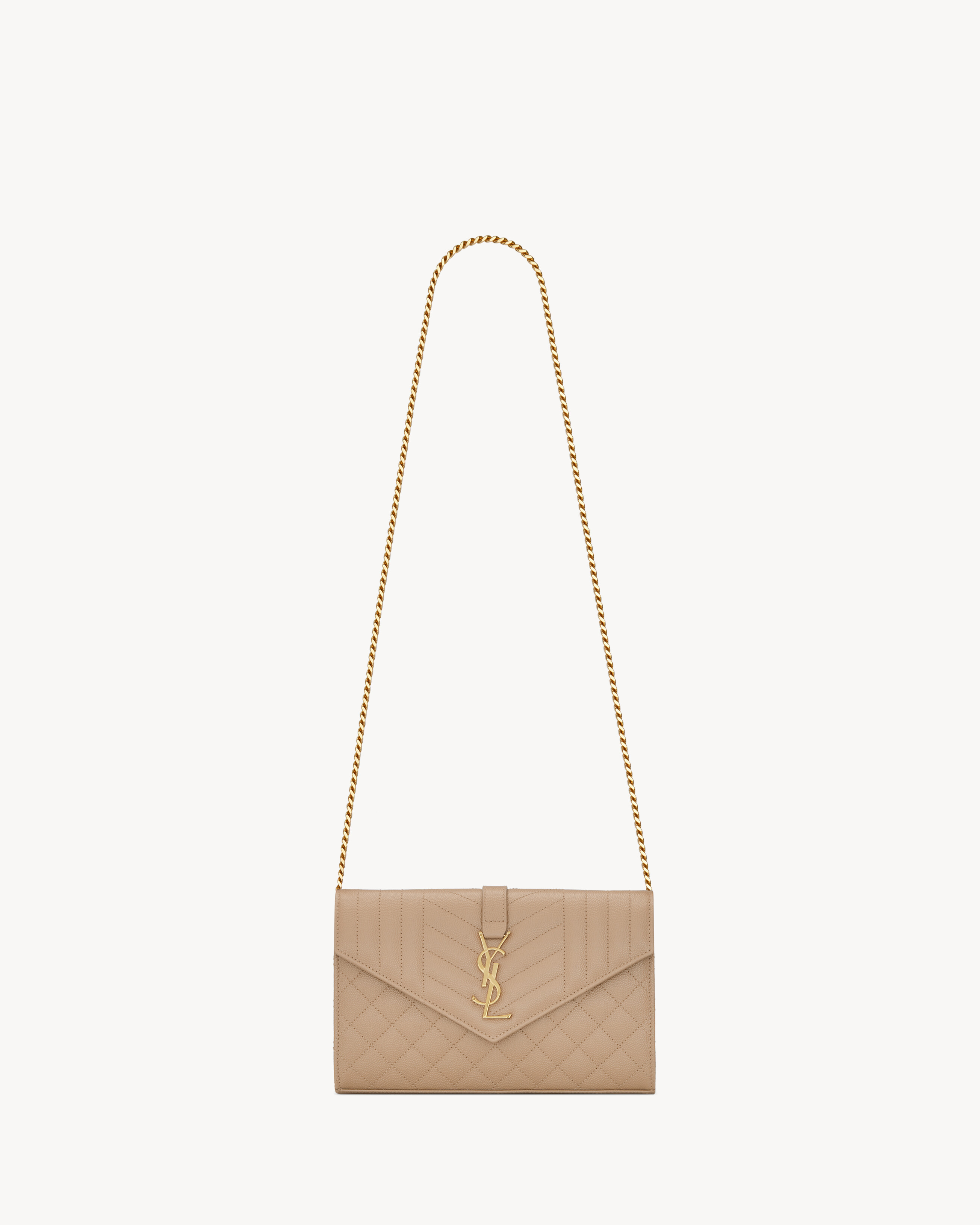 Ysl envelope chain wallet in grain de poudre Clearance