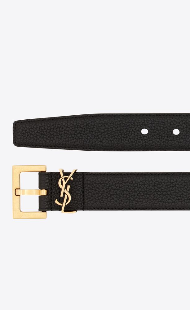 CASSANDRE BELT WITH SQUARE BUCKLE IN GRAINED LEATHER | Saint Laurent | YSL.com