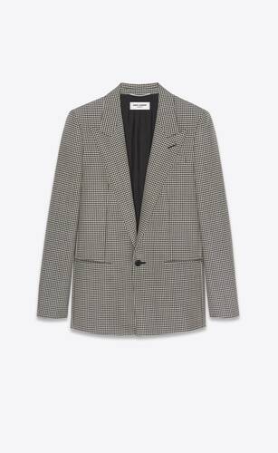 fitted single-breasted jacket in gingham wool and mohair