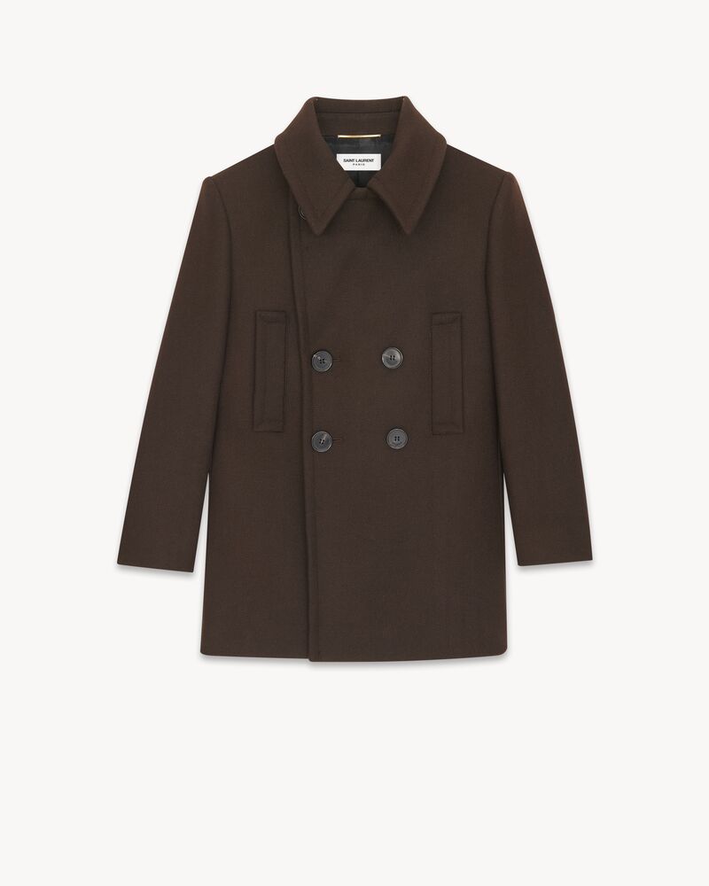 Double-Breasted Peacoat in Wool Gabardine