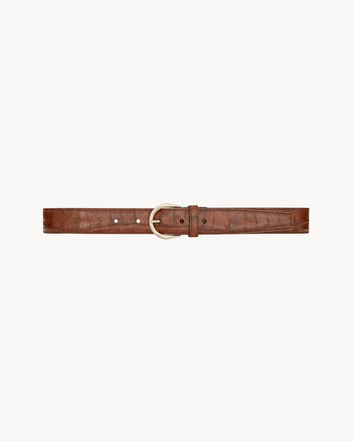 crescent moon belt in crocodile-embossed leather