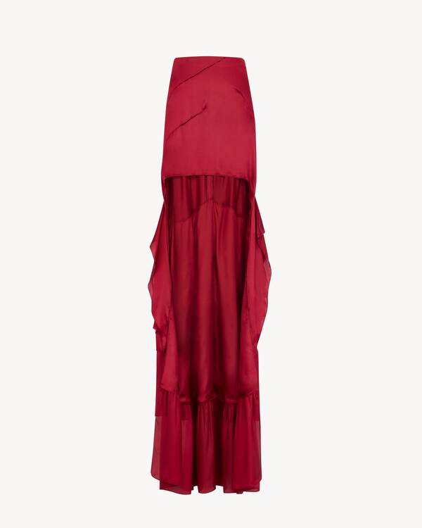 cascade skirt in floral silk muslin | Saint Laurent | YSL US