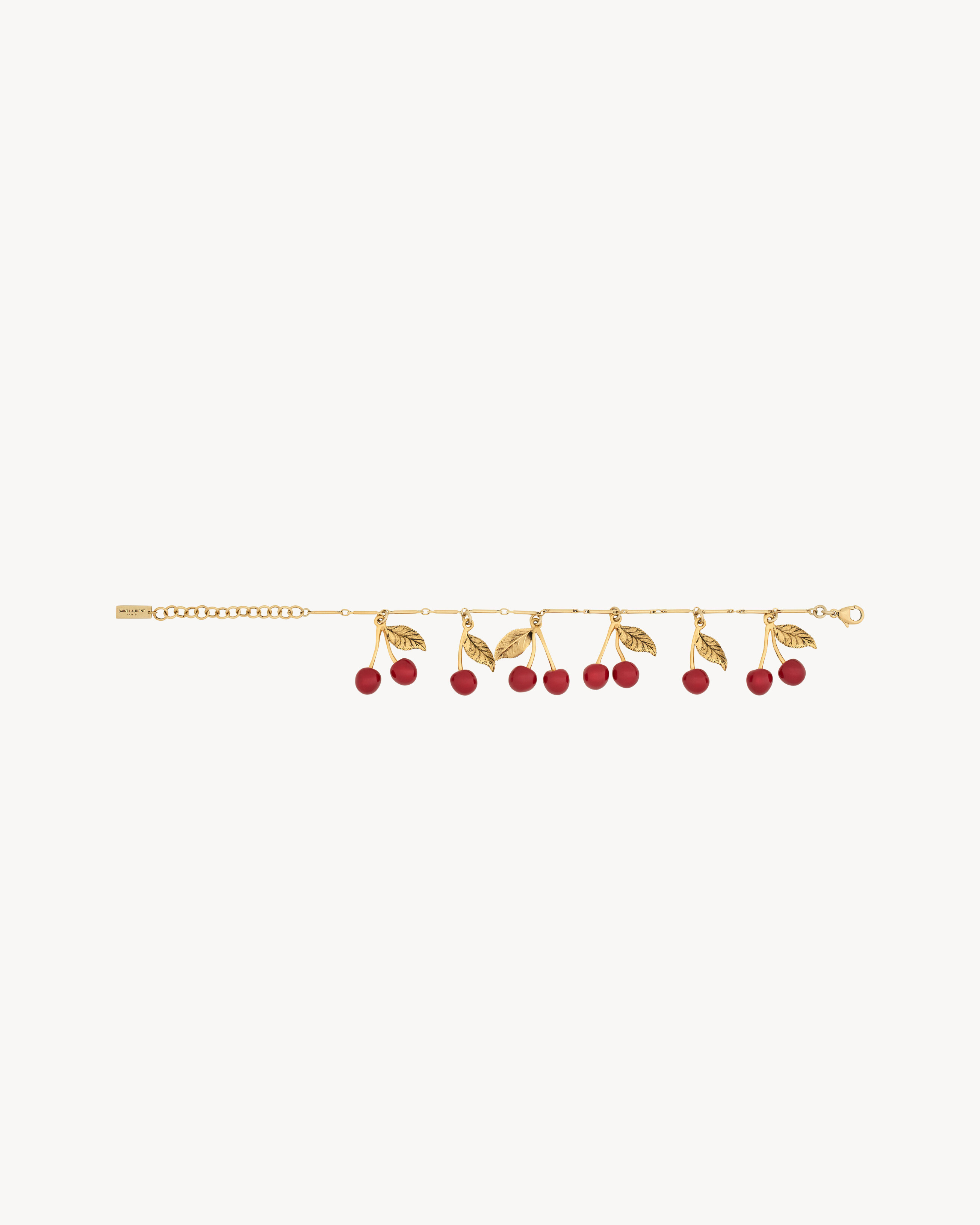 cherry bracelet in enamel and metal
