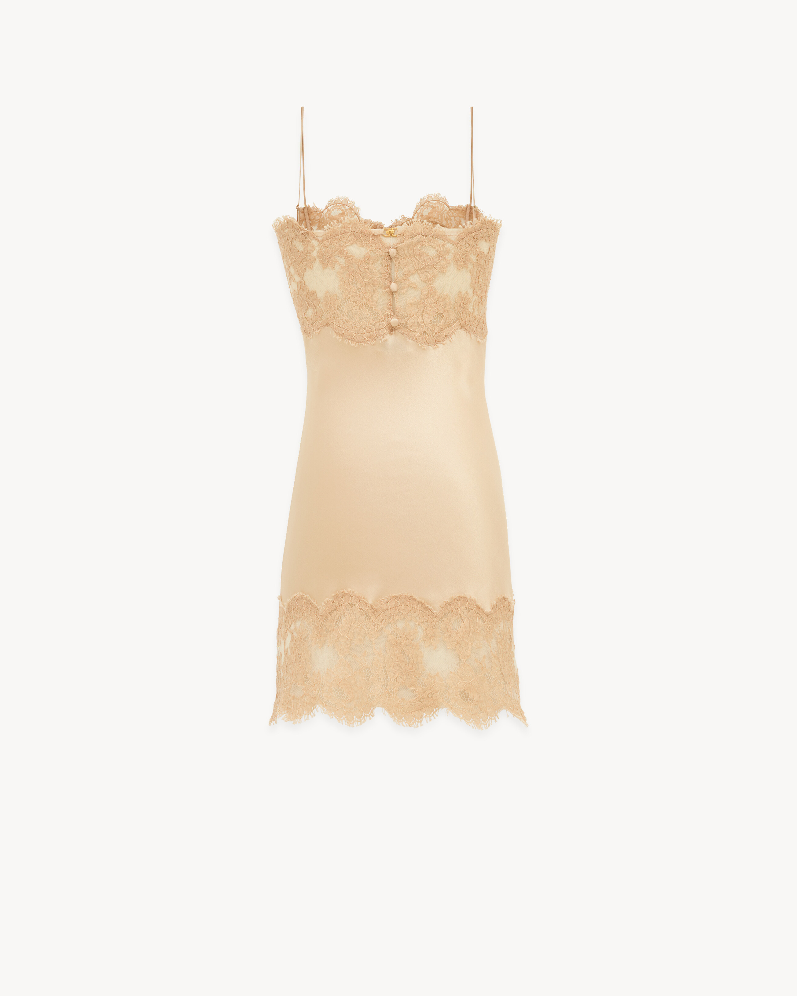 slip dress in silk satin and lace Saint Laurent YSL AT