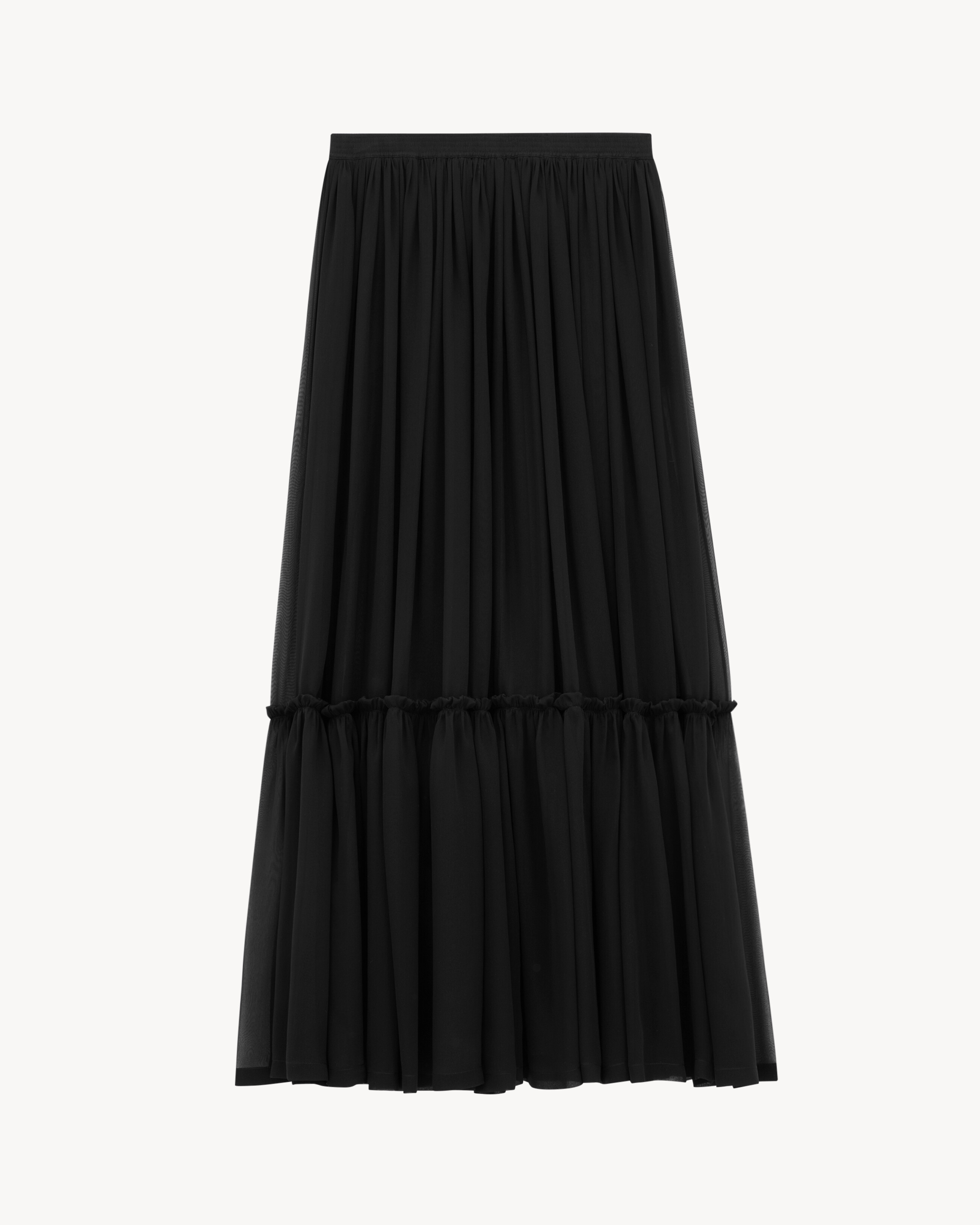 ruffled skirt in silk crepe muslin