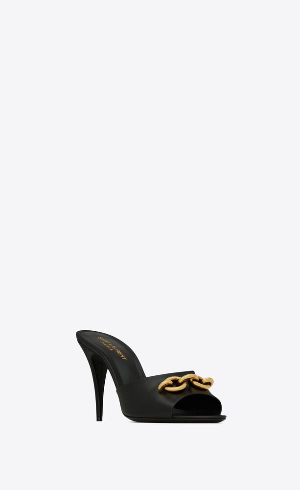 Le Maillon heeled mules in smooth leather | Saint Laurent | YSL.com