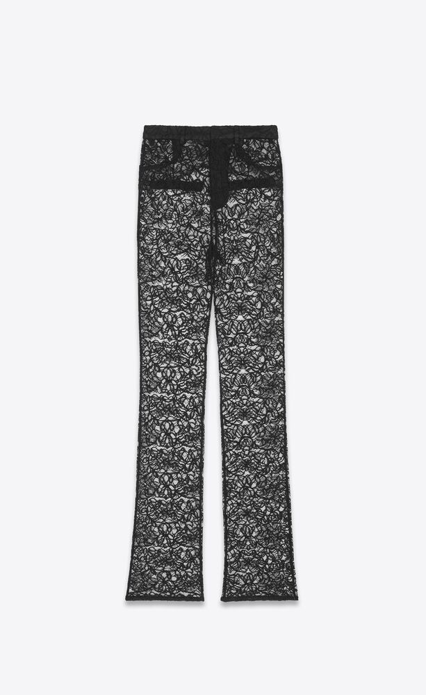 ysl.com | pantalon droit en dentelle fleurie