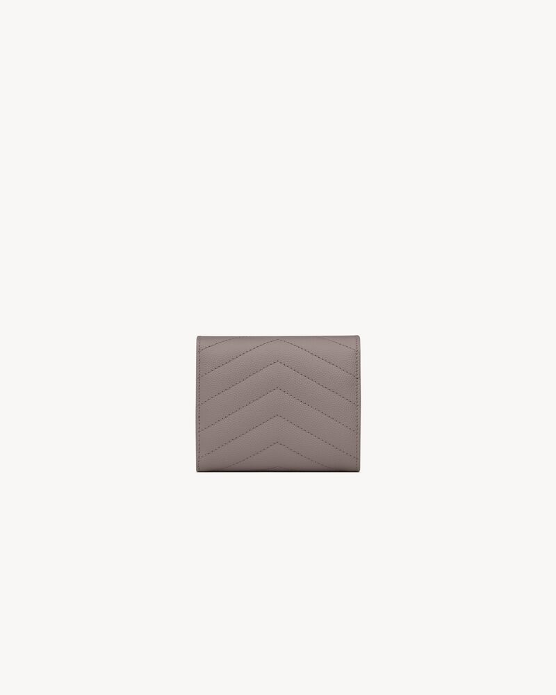 CASSANDRE MATELASSÉ compact tri fold wallet in grain de poudre embossed  leather, Saint Laurent