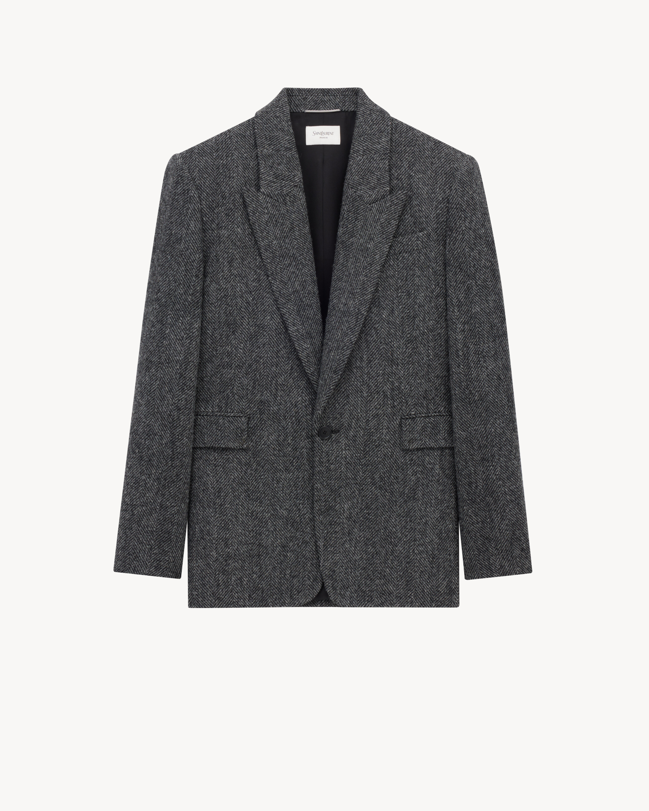 jacket in brushed herringbone wool