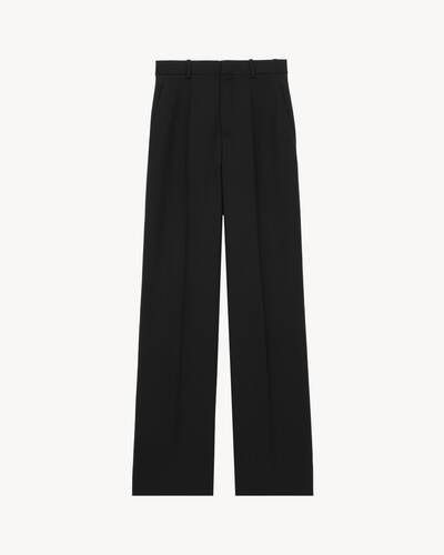 パンツ Saint Laurent FW24 Satin pants (803599Y013G 1000) SAINT LAURENT Pleated silk-satin straight-leg pants | NET-A