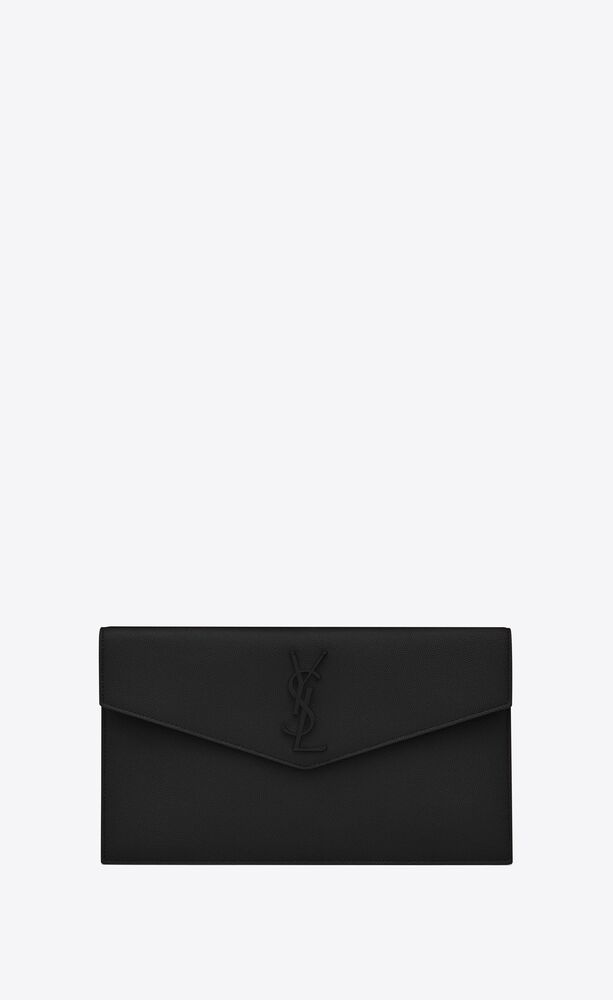 Uptown YSL Pouch Wallet In Grain De Poudre Embossed Leather