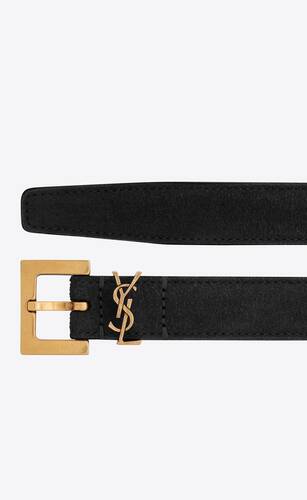 cassandre thin belt with square buckle in suede