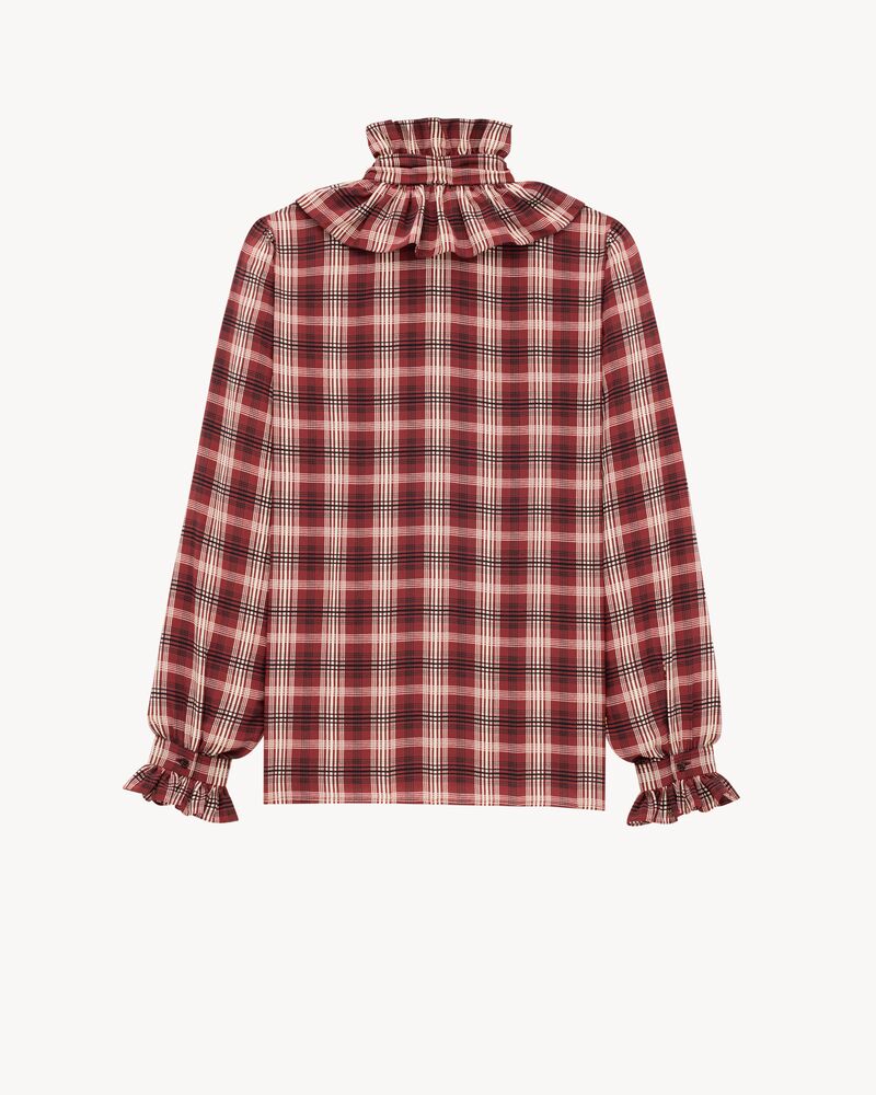 Blusa a poeta in seta motivo plaid