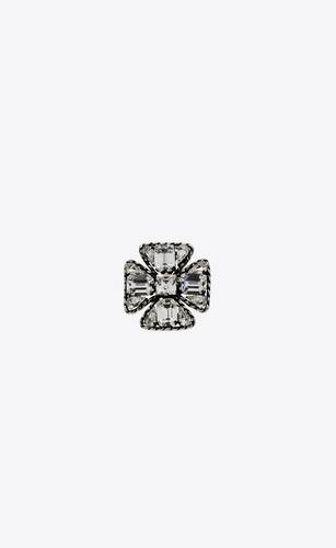 Mens Jewellery Brooches Saint Laurent Rhinestone Flake Flower Brooch In Metal in Metallic for Men 