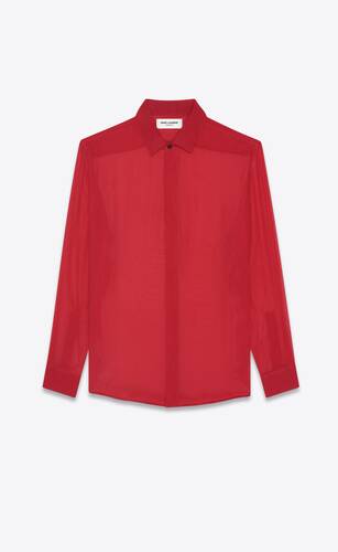 yves collar classic shirt in striped silk georgette