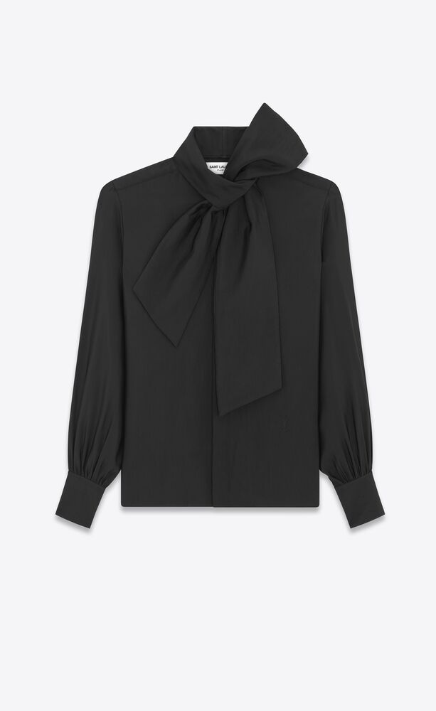 Lavallière-neck blouse in FAILLE | Saint Laurent | YSL.com