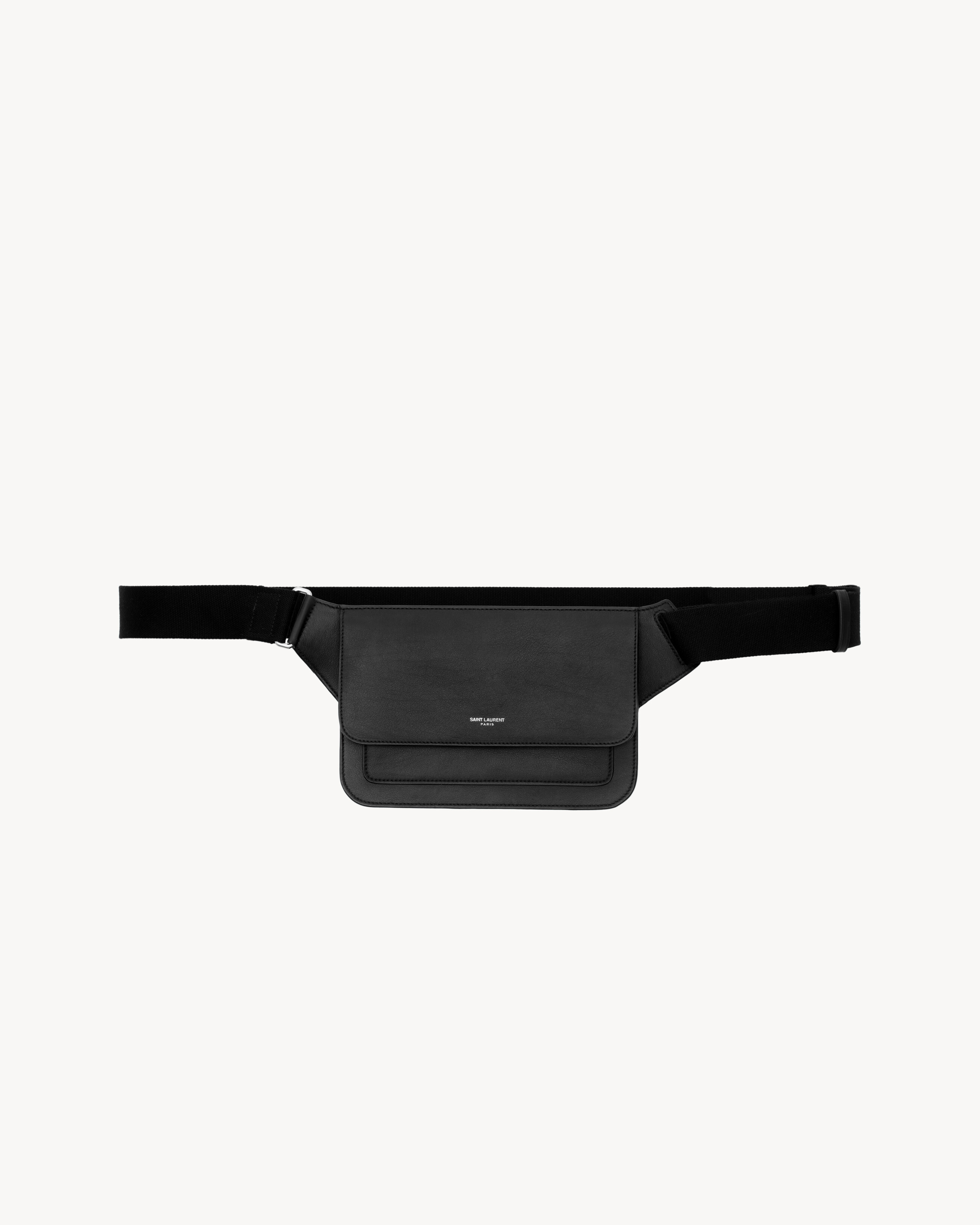 SAINT LAURENT PARIS belt bag in leather in Black Saint Laurent