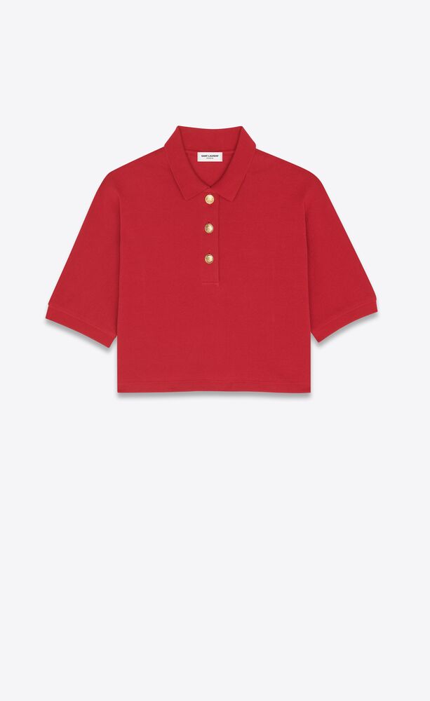 cropped polo shirt in cotton piqué