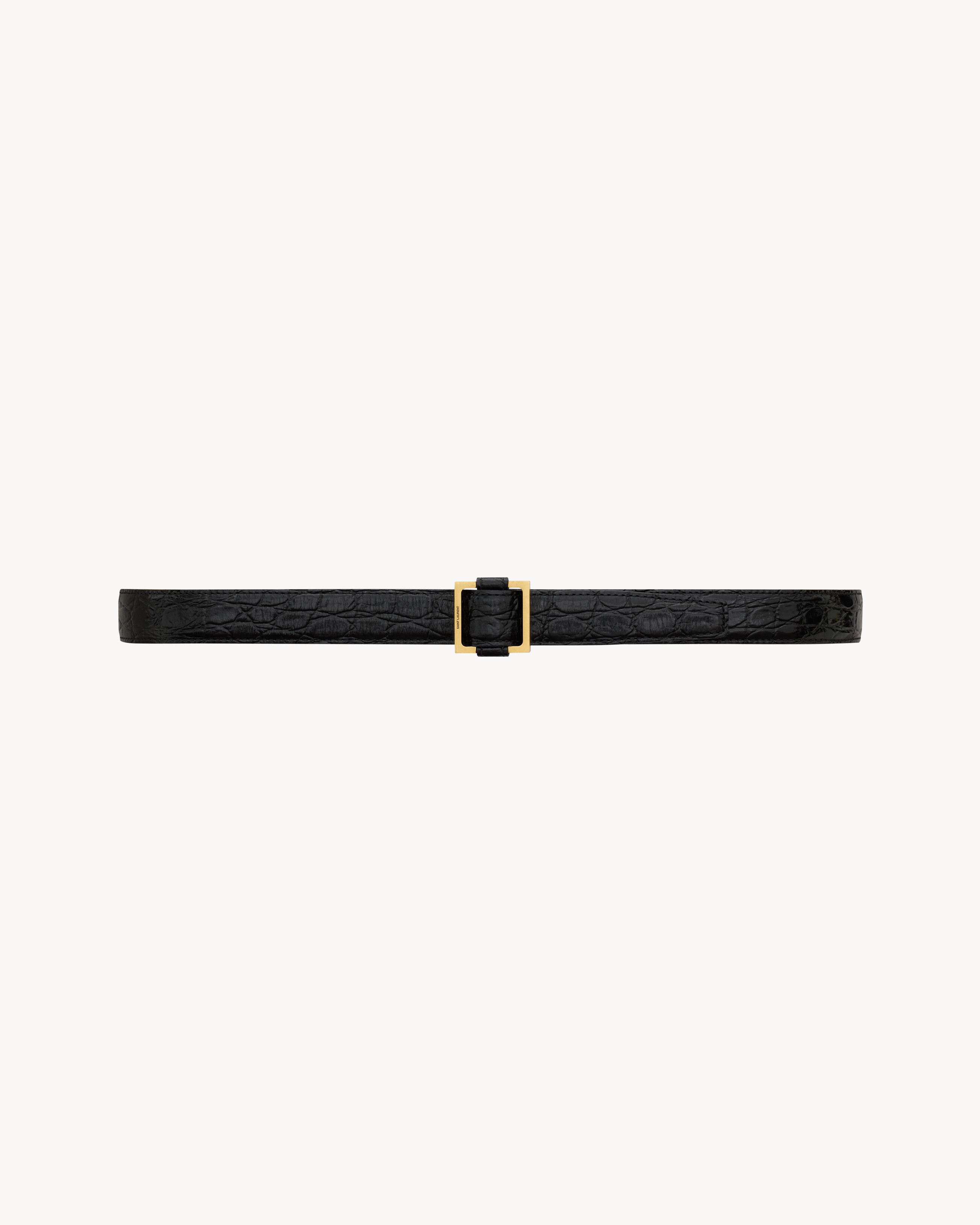square loop buckle belt in crocodile embossed leather