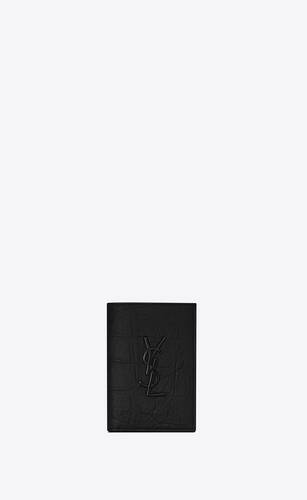 cassandre credit card wallet in crocodile embossed leather