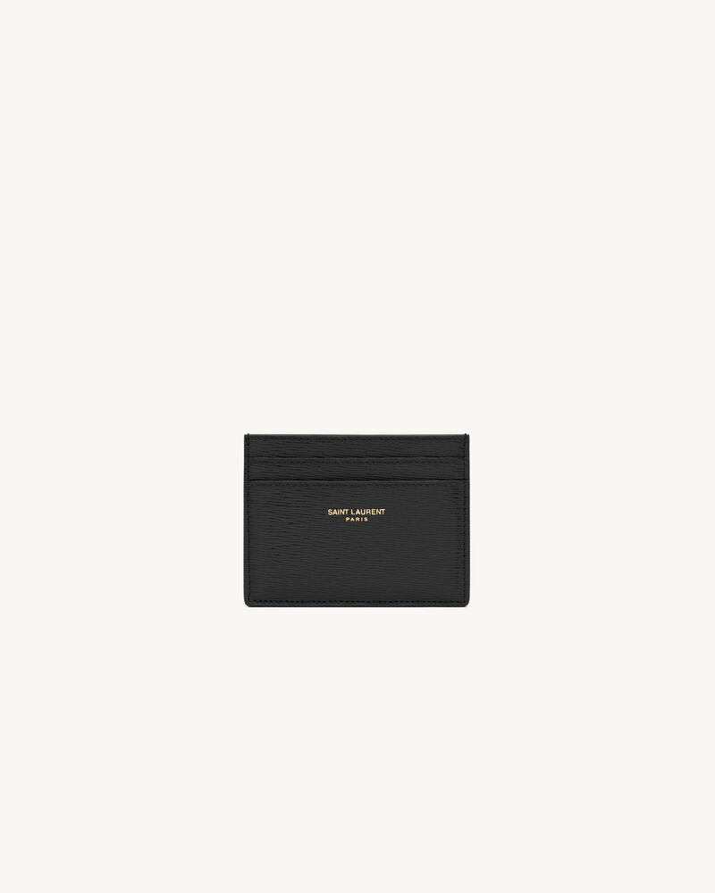 Saint Laurent Paris Card case in ripple-embossed leather