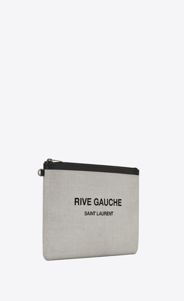 rive gauche zippered pouch in linen canvas