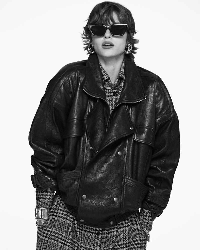 bomber jacket in bubbled lambskin