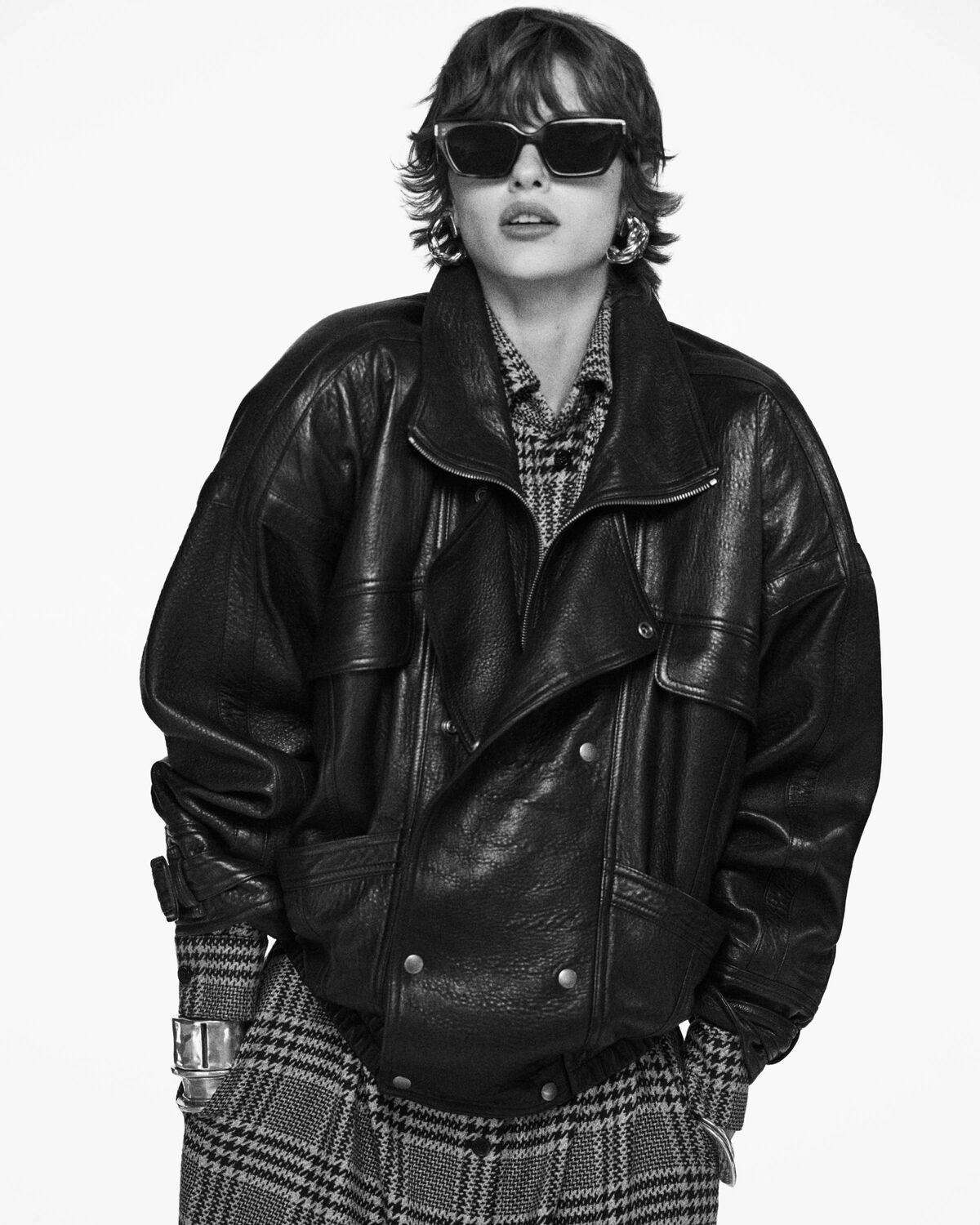 bomber jacket in bubbled lambskin