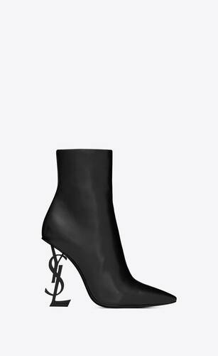 opyum booties in leather with black heel