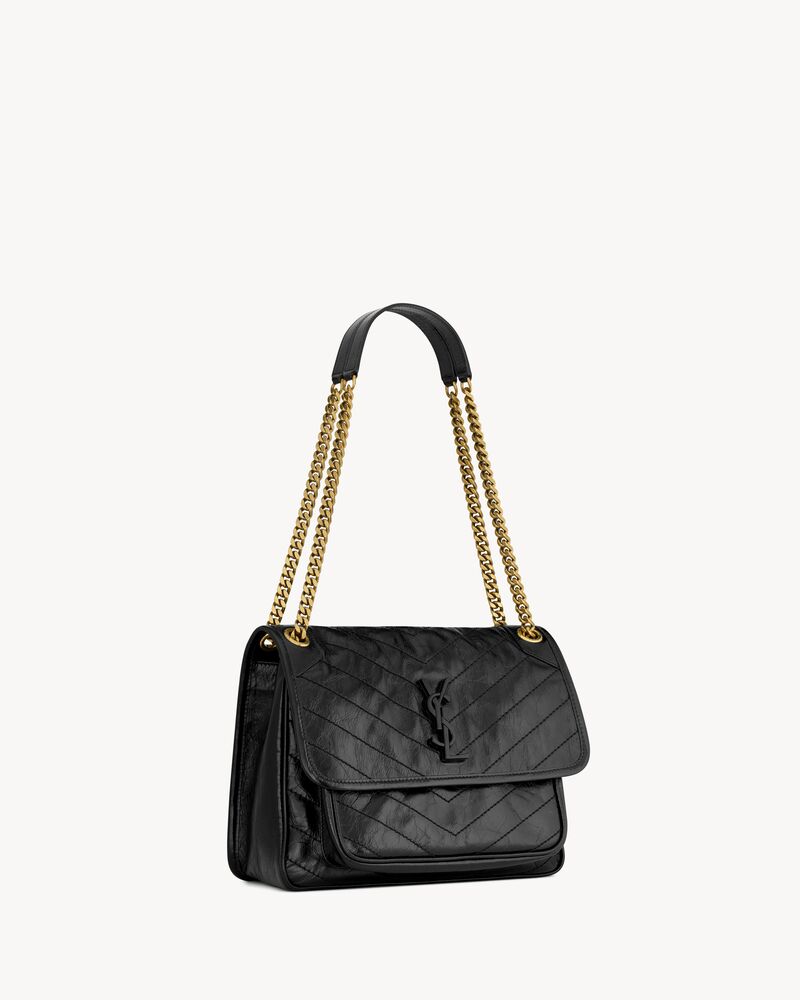 Medium niki monogram shop leather shoulder bag