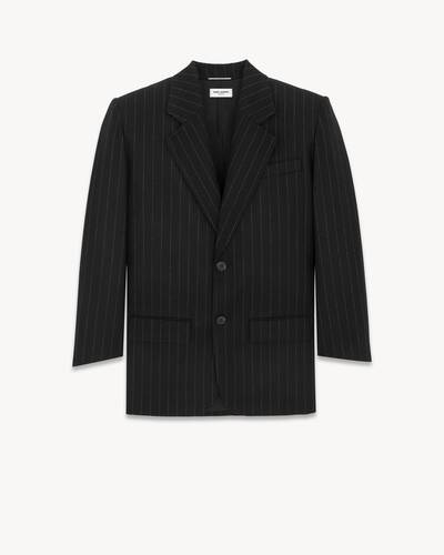 oversized jacket in pinstripe wool felt