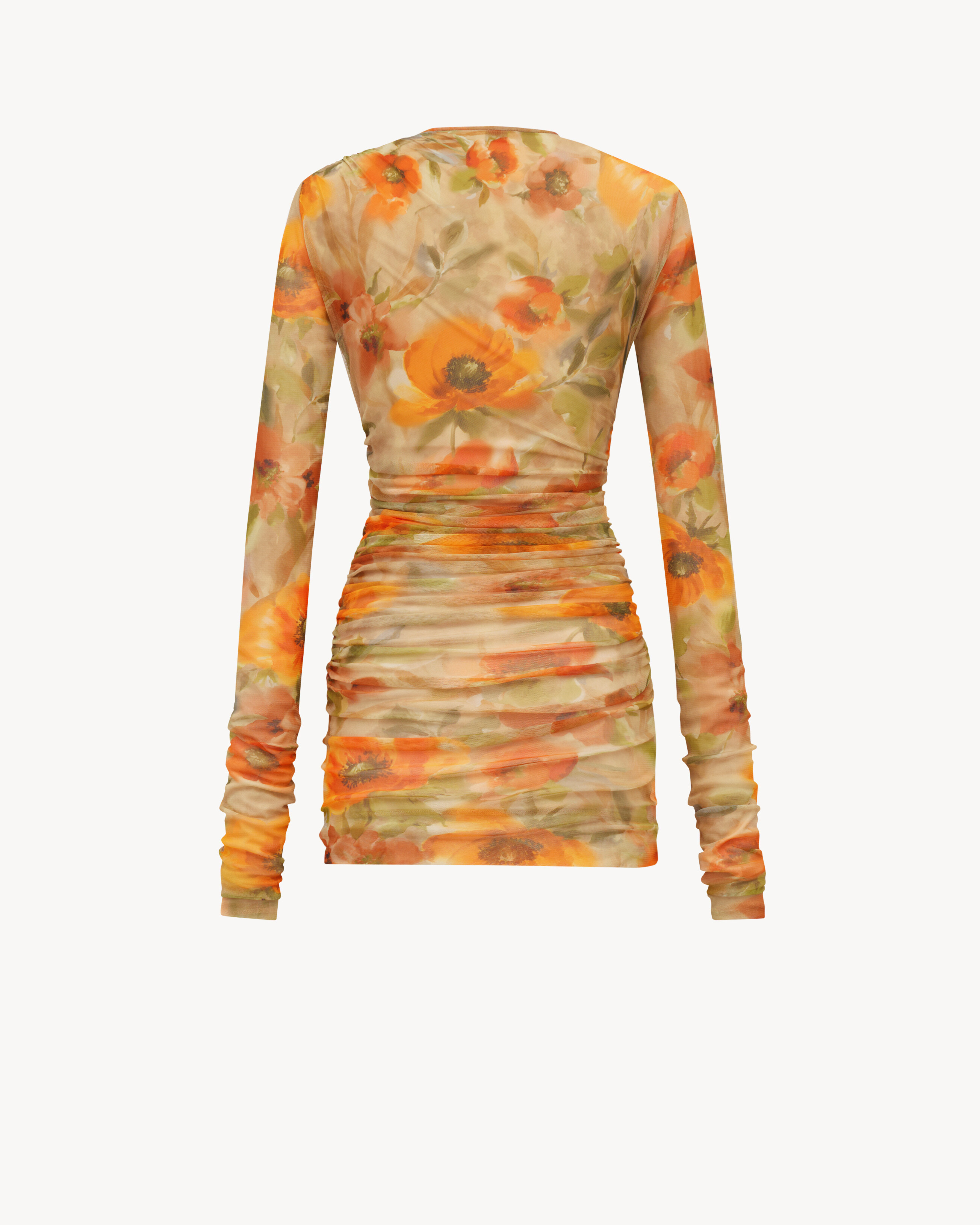 Gerüschtes Minikleid aus Jerseytüll mit Blumenmuster