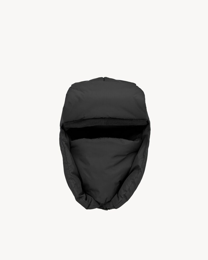 TRAPPER HAT IN NYLON, WOOL, CASHMERE, AND LEATHER