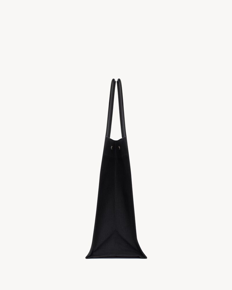 SAINT LAURENT: Rive Gauche recycled canvas bag with logo - Black