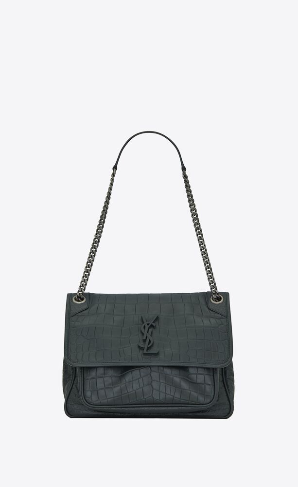 Niki鳄鱼纹压印皮革中号手袋包 Saint Laurent 新加坡 Ysl Com