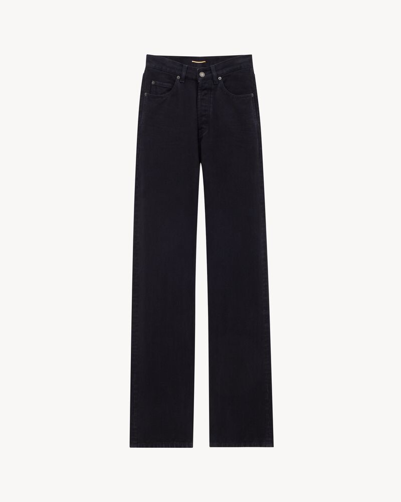 V-WAIST LONG BAGGY JEANS in midnight black denim