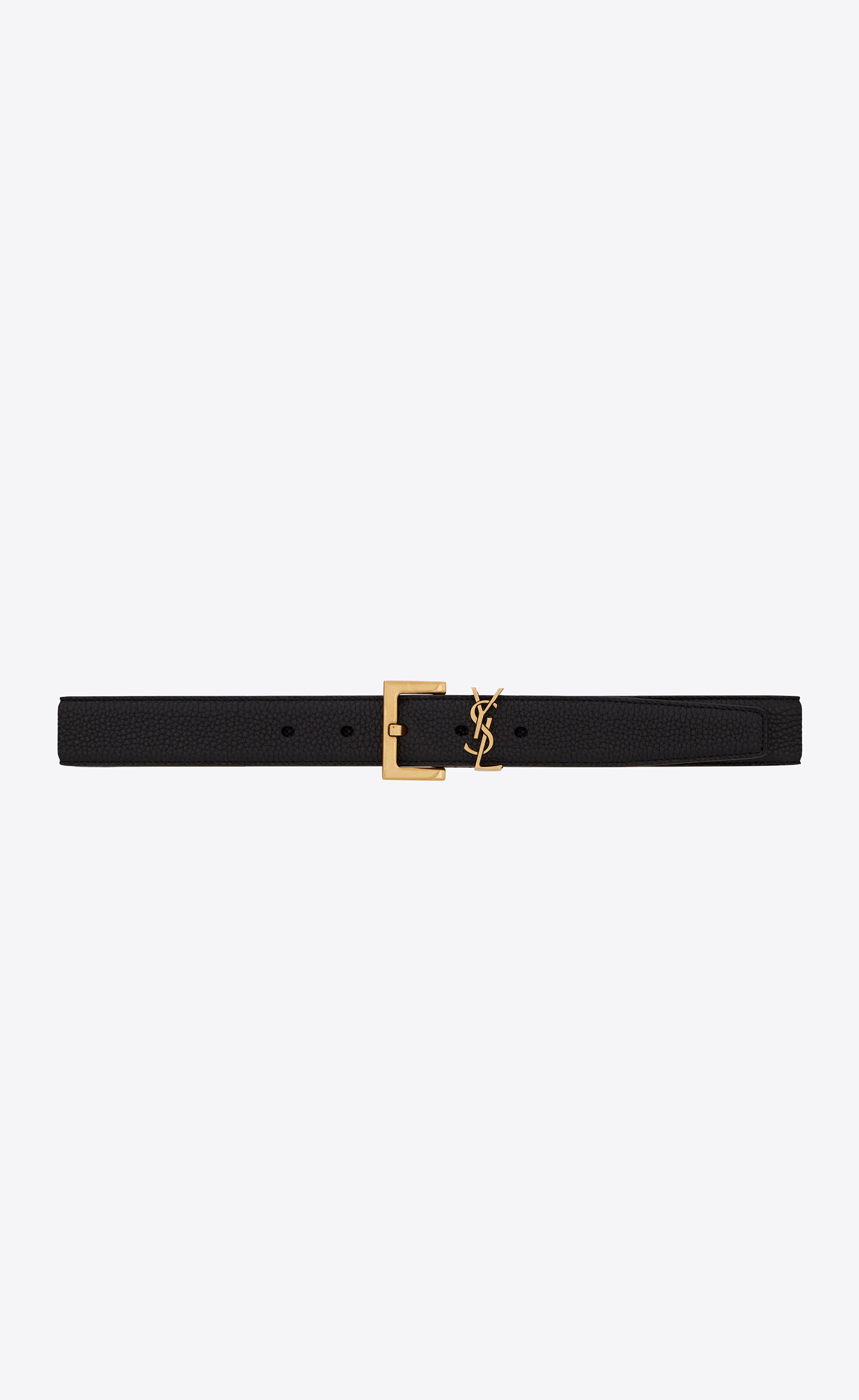 CASSANDRE BELT WITH SQUARE BUCKLE IN GRAINED LEATHER | Saint 