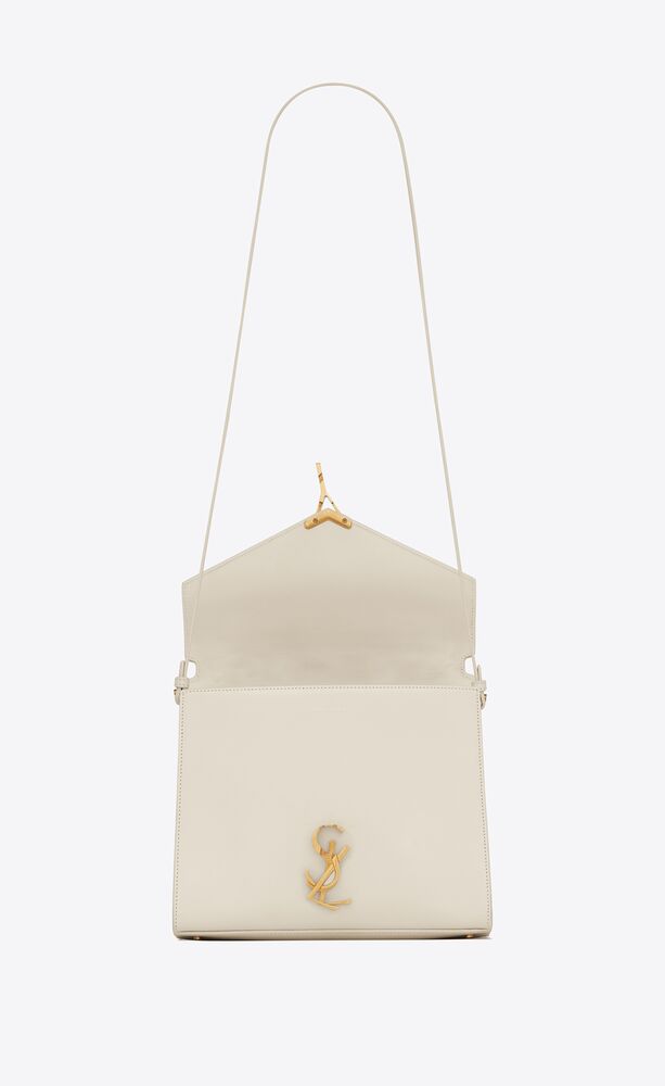 Saint Laurent Cassandra Medium Chain Bag In Box Leather in White