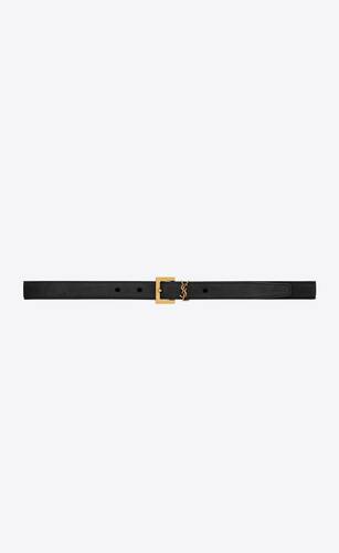 monogram thin belt with square buckle in suede