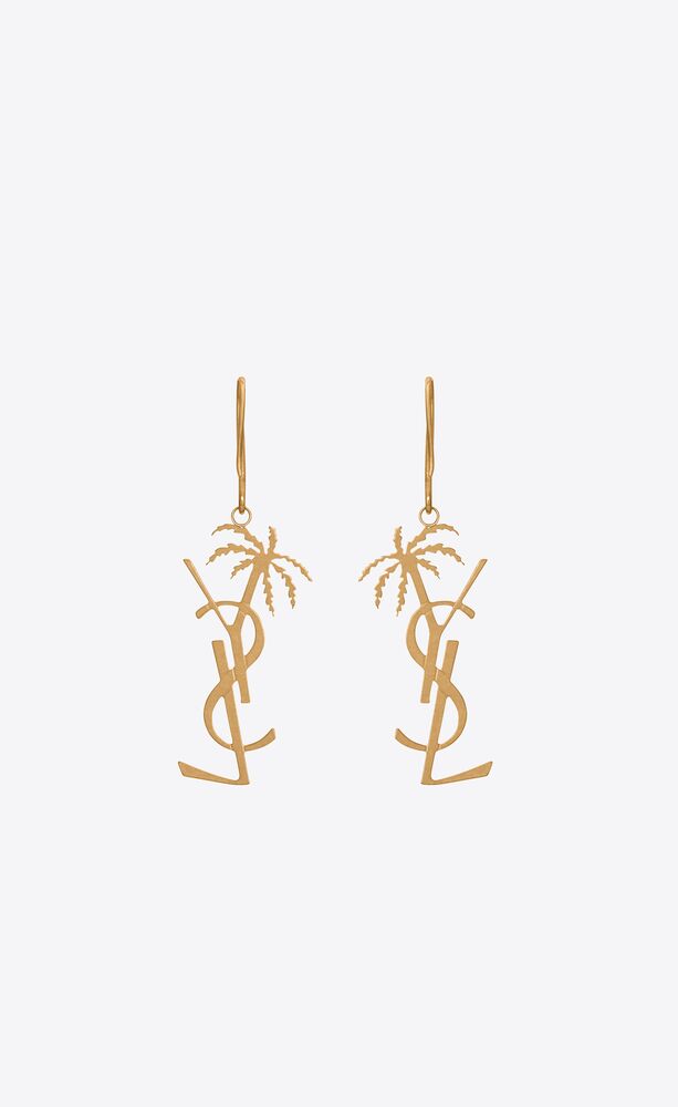 字母标志棕榈树饰件金属耳环