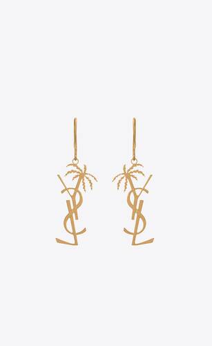 字母标志棕榈树饰件金属耳环