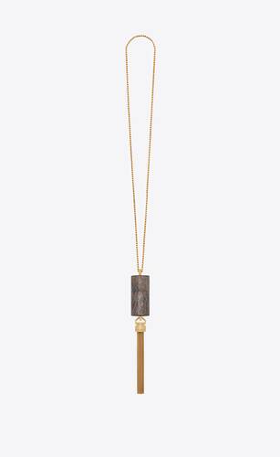saint laurent paris angelica mini tube necklace in mother-of-pearl and metal