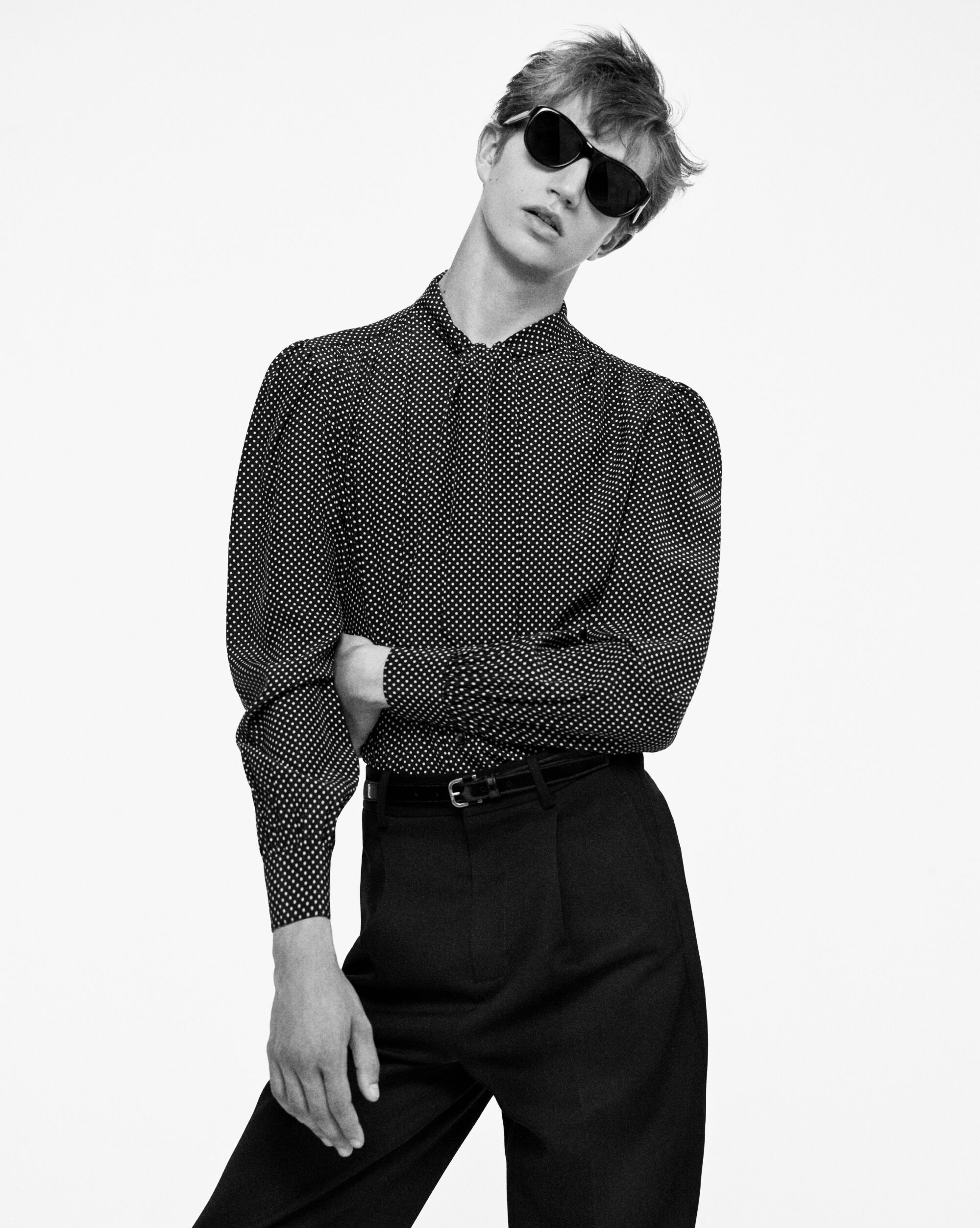 blouse in dotted silk