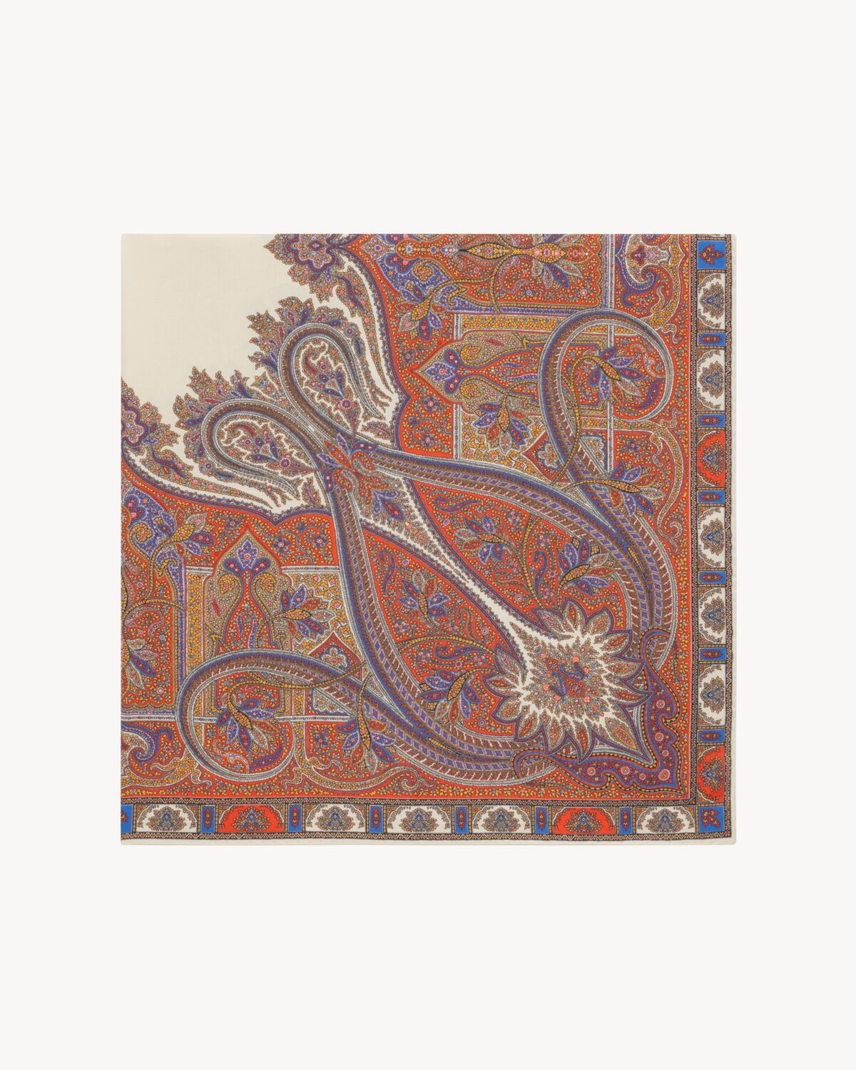 square scarf in paisley silk twill