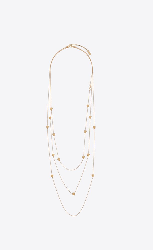 mini heart three-row necklace in metal