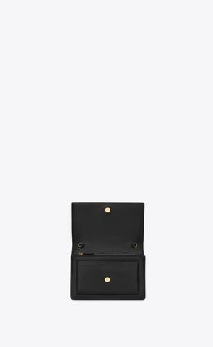 Sunset chain wallet in COATED BARK LEATHER, Saint Laurent